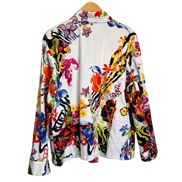 Chico's White Floral Colourful Jacket Size XL Feminine - Picture 2 of 10
